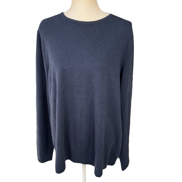 L.L. Bean NWT Women's Classic 100% Cashmere Crewneck Sweater True Navy Size 2X - Picture 1 of 8